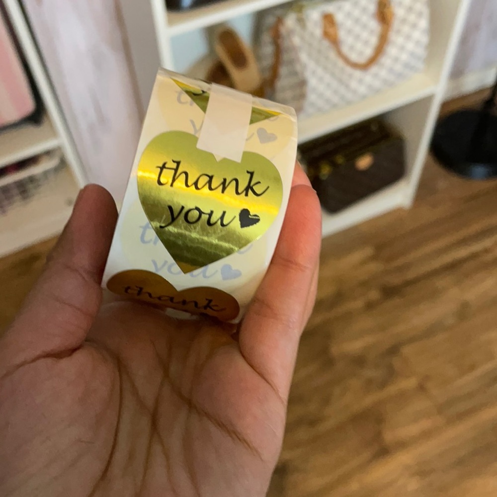 Heart thank you stickers